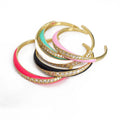 BC2051 Fashion Jewelry 18K Gold Plated Enamel Multi Colored Twist CZ Micro Pave Cuff Bangle for Women Ladies