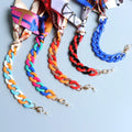 Luxury Silk Candy Color Acrylic Floral Pattern Anti-Slip Bulk Facemask Holder Maskchain Necklace Eyeglass Chain Glasses Rope