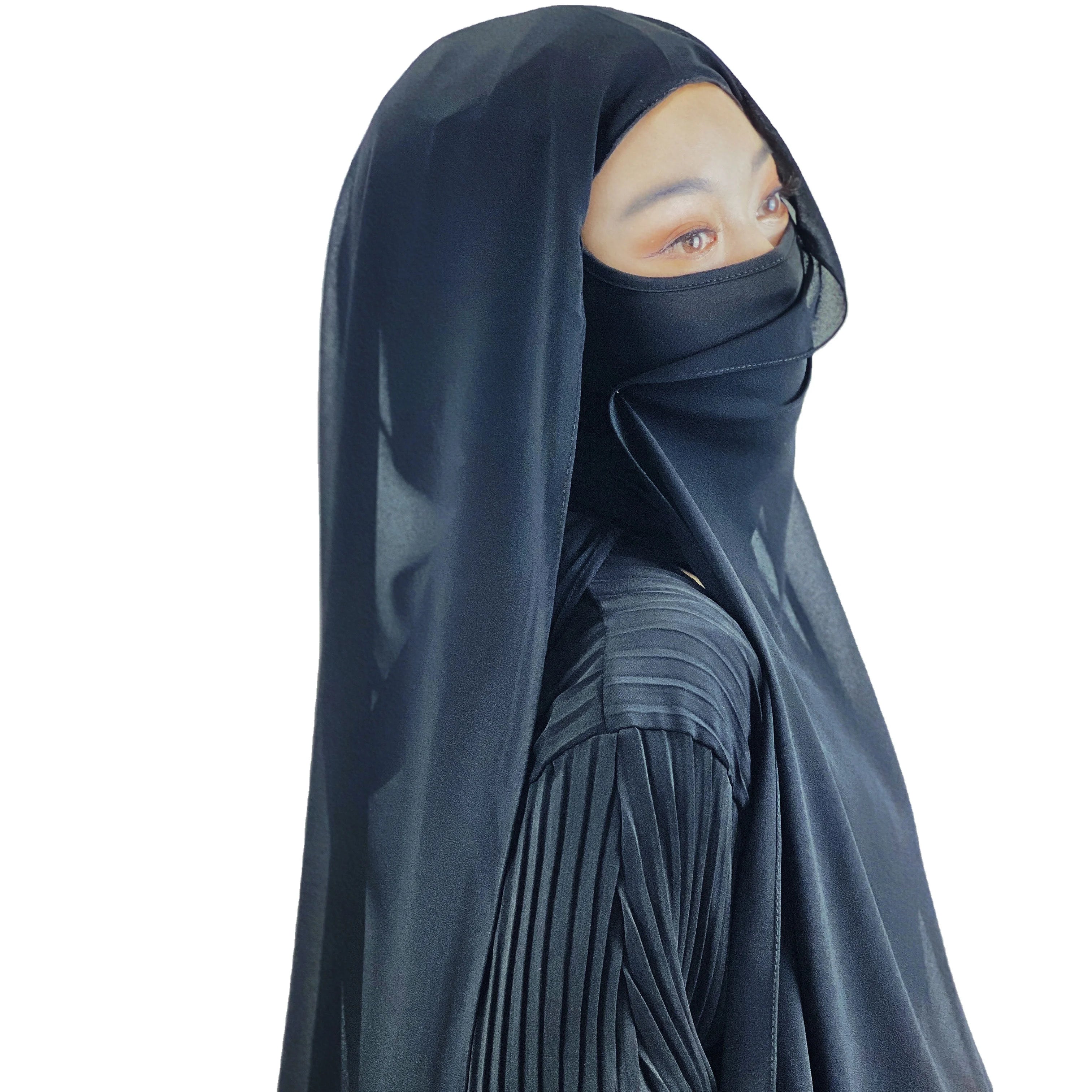 Traditional Women Solid Color Scarves Conservative Style Islamic Female Accessories Hooded Scarves Instant Hijab