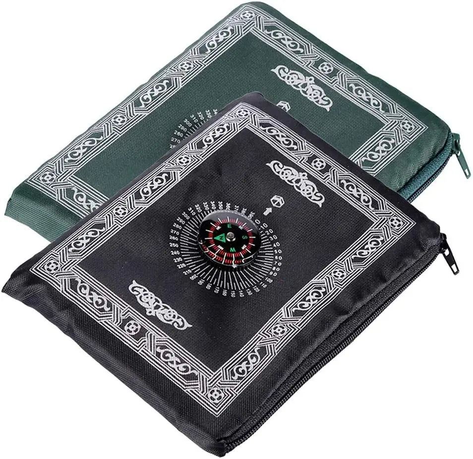 Wholesale Islam Mosque Travel Prayer Mat with Compass Booklet Portable Pocket Prayer Mat for Muslim
