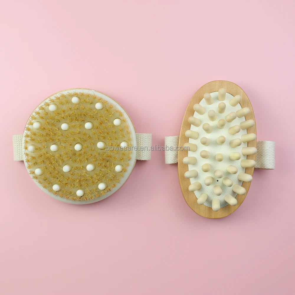 Dry Body Soft Natural Boar Bristle Brush Wooden Handle Bath Shower Brush Dry Skin Bamboo Bath Brush