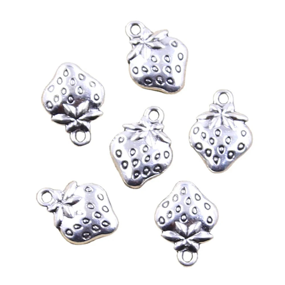 Charms Fruit Strawberry 15x11mm Tibetan Silver Color Pendants Antique Jewelry Making DIY Handmade Craft
