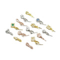 Micro Pave Zircon Pendant Charm S925 Sterling Silver Melon Seed Buckle Clip Pinch Connector Earrings Accessories Bail Clasps