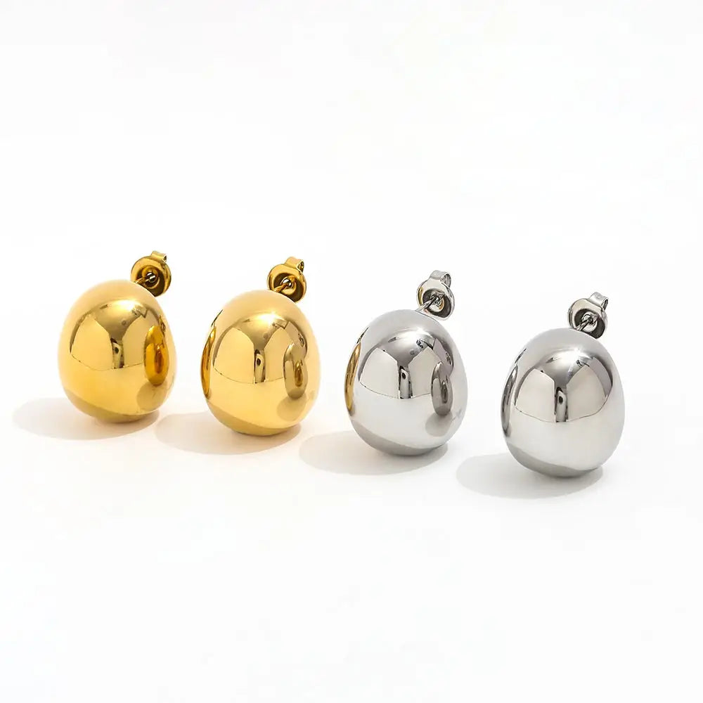 JOOLIM High-End 18k PVD Gold Plated TarniSH Free Waterproof  Puffy Bubble Chunky Stainless Steel Stud Earring for Women
