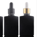 Frosted Black Rectangle Glass Bottles 15ml/30ml/100ml Dropper Cap TUV/ISO Certified Essential Oil Perfume Silk Screen Printing