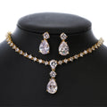 Trendy Elegant Wedding Jewelry Set Shiny Crystal Earring Necklace Multicolor Minimalist Bridal Jewelry Set for Women
