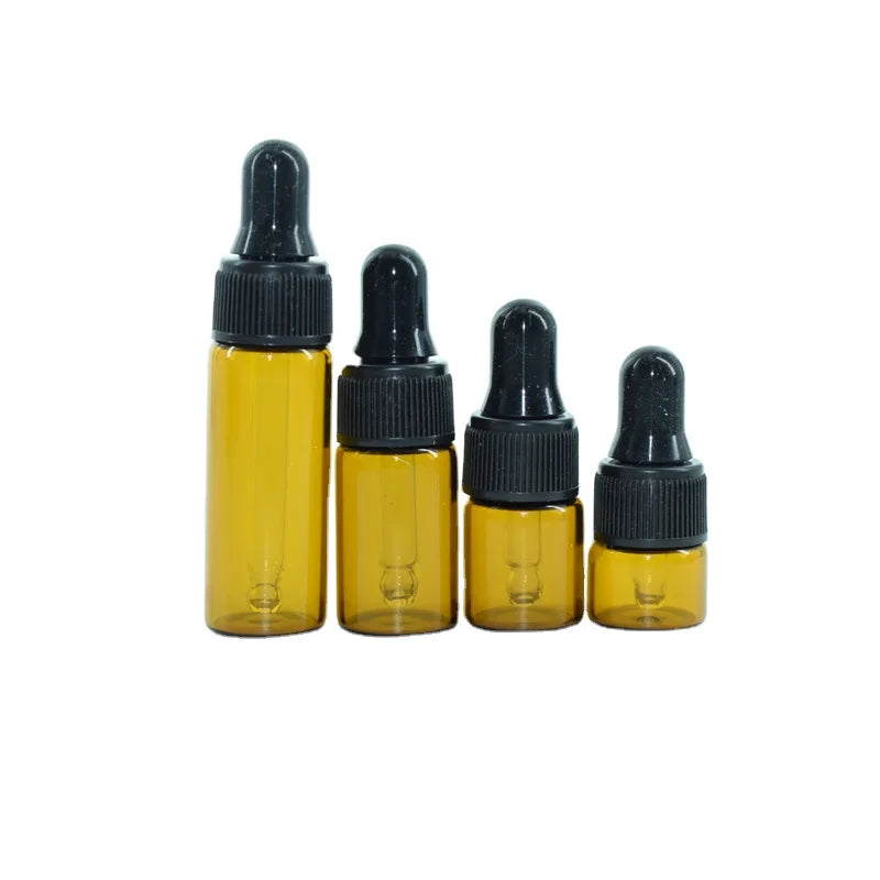 1ml 2ml 3ml Sample Vials Bottle with Rubber Head Glass Oil Dropper Bottles Small Mini Perfume Essential Oils Skin Care Packaging