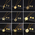 DAIHE Fashion New Stainless Steel Jewelry Set Waterproof Gold-Plated Necklace Earring Set Wholesale