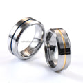 8mm Gold Blue Grooves Tungsten Carbide Unisex Wedding Band Ring Trendy Invisible Setting Religious Style Engagement Party
