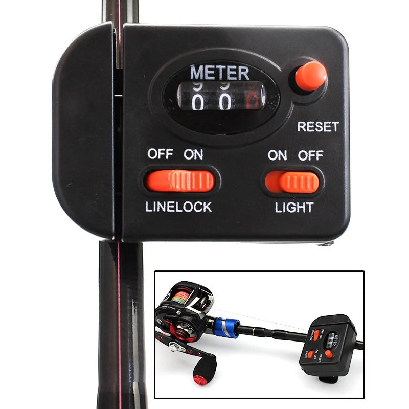 Fishing Line Counter PVC Lake Digital Clip on Rod Meter Gauge Depth Finder 99.9m Jigging