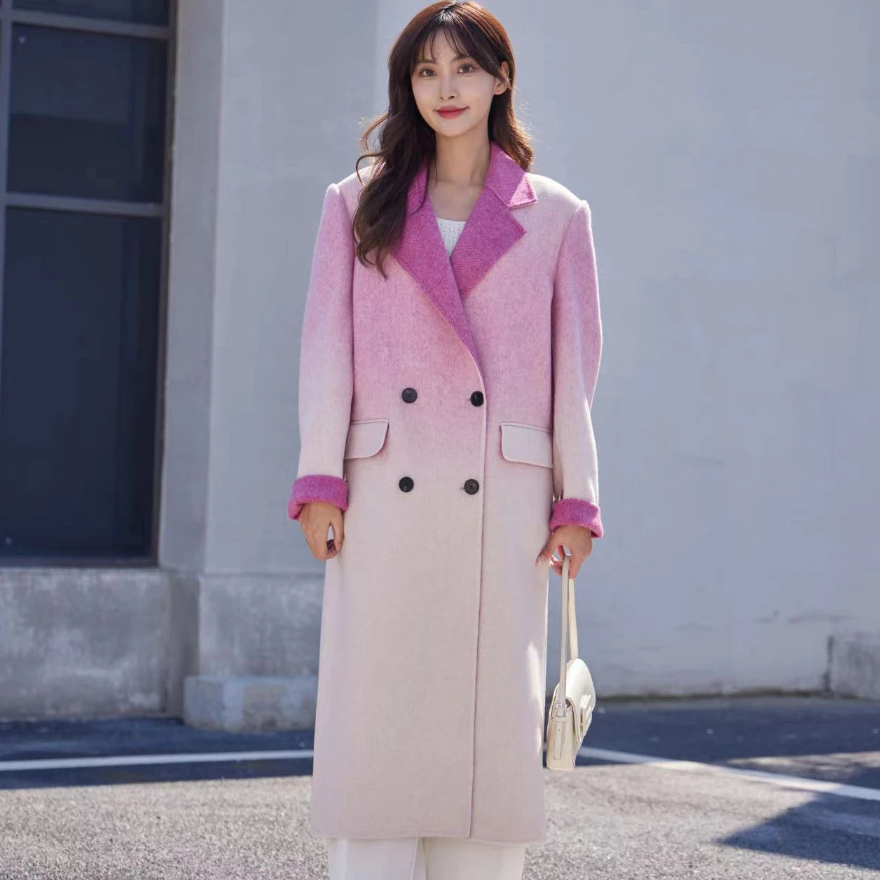 New Fashion Winter Women Fall Long Wool Jacket Double Faced LongTransitional Color Genuine Wool Trench Coat