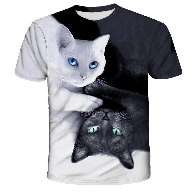Fitspi Animal Wolf Cat T Shirt Tops 3d Digital Printing Men Women Casual Round Neck Short Sleeves T-shirt Wholesale