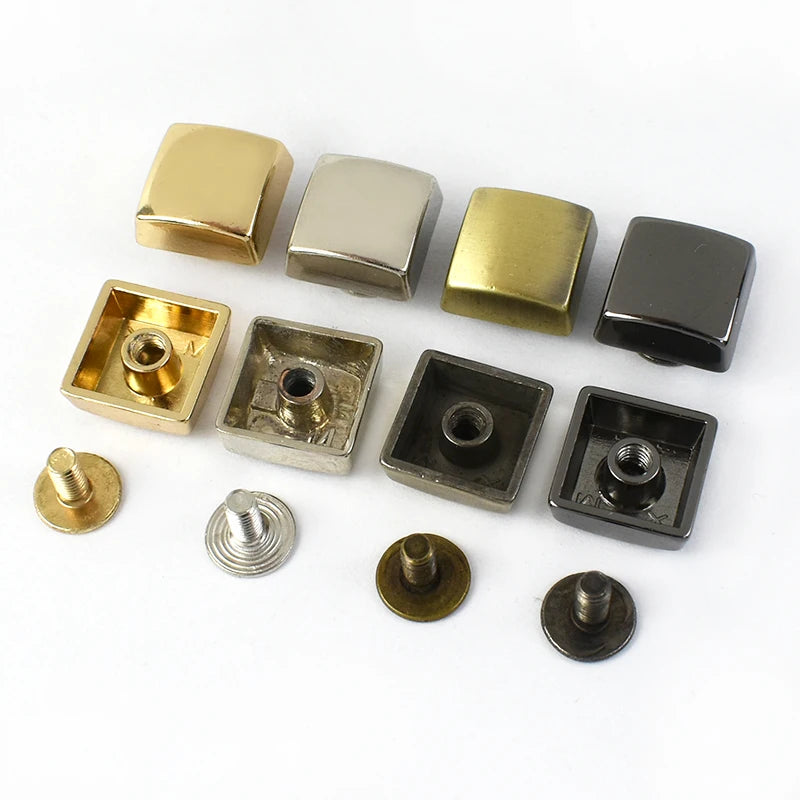 Meetee ZK888 Alloy Square Rivet Nails Handbag Accessories Leather Bag Foot Nail Screw Button for Bags Snap Hook Studs Buckles