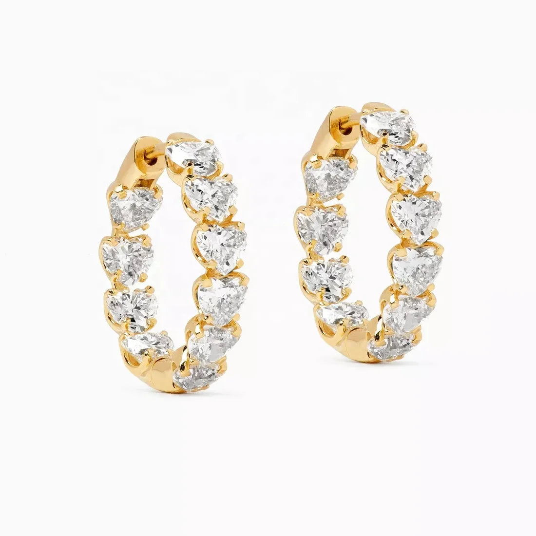 LOZRUNVE Gold Vermeil Jewelry Custom 925 Silver Eternity Heart Crystal Love Hoop Earring