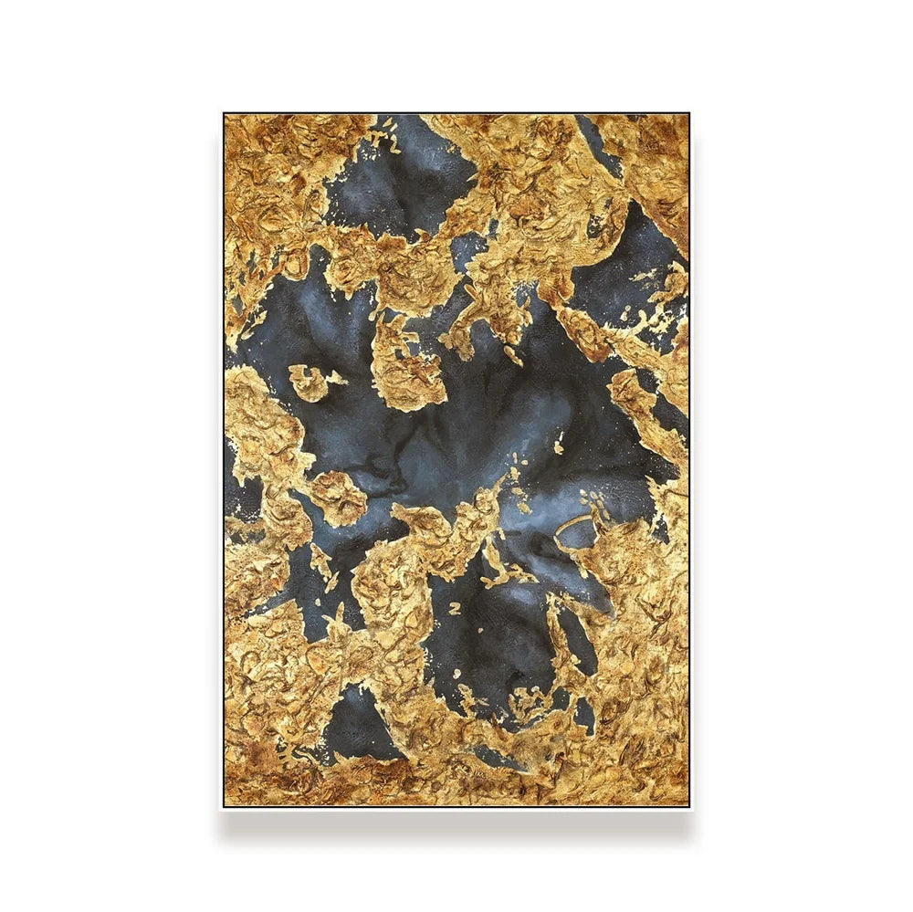 100% Hand Painted Modern Abstract Gold Foil Luxury Handcrafted Artwork Oil Painting Handmade Abstract Art Pictures