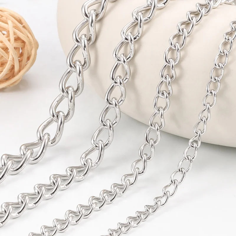 Trendy High Polished More Shinny Stainless Steel Twisted Closed Chain for Necklace Bracelet Jewelry Making Accessories & Finding