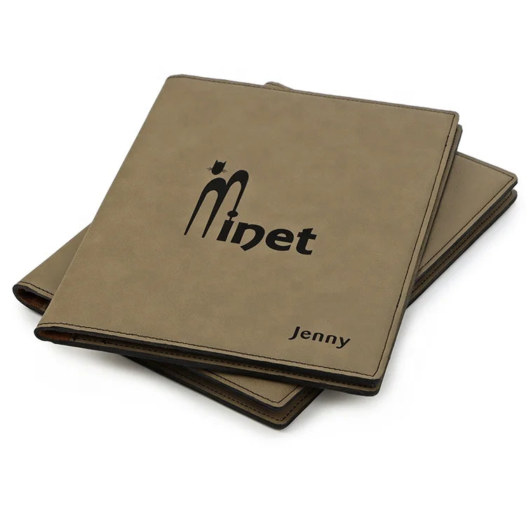 Business Planner Laser Custom Logo Pu Leather File Folder Portfolio for Woman