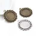 20mm Inner Size Antique Silver Plated and Bronze Colors Plated Snowflake Style Cabochon Base Setting Charms Pendant