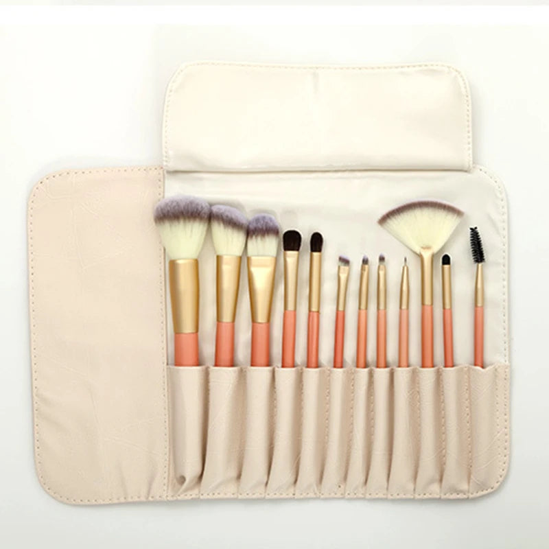 Travel Portable Cosmetic Brush Pouch Holder Bag Organizer PU Leather Makeup Brush Rolling Case