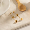 Aretas Party Jewelry 18k Stainless Steel Gold Long Tassel Earrings Wholesale Waterproof Ball Chain Earrings for Girl