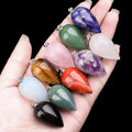 18x30mm Natural Crystal Droplet Pendant Chakra Healing Stone Teardrop Necklace Pendant with Adjustable Cord for DIY Making