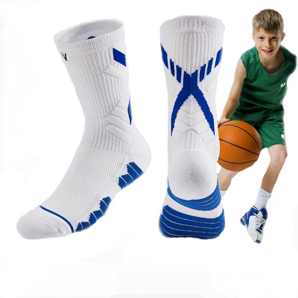 Custom Logo Anti-Slip Compress Fitness Socks New Design Striped Kids Sport Wear for Autumn Knitted Fitness Socks