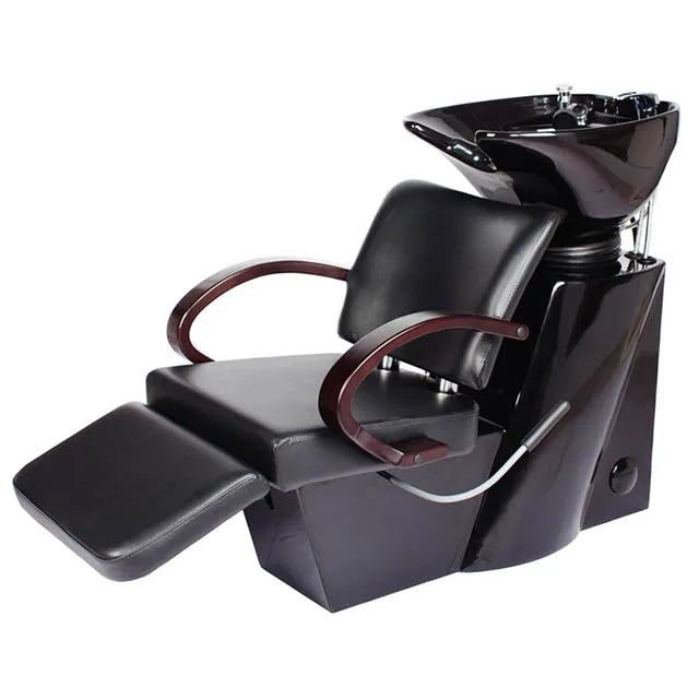 Modern Electric Luxury Salon Shampoo Chair with Fiberglass Basin and PU Leather Durable Barber & Workshop Use
