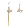 Women's Classic Style Silver Brass Drop Earrings with Copper Rhinestones Butterfly Fashionable Wedding Party Gift Ideas