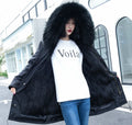 Fuzzy Waterproof Raw Thick Faux Fox Fur Long Plaid Button Hooded Poncho for Women Winter Coat