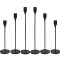 6 Pack Black Matte Metal Valentine's Day Home Wedding Decor Candelabra Centerpieces Taper Candle Stick Holder