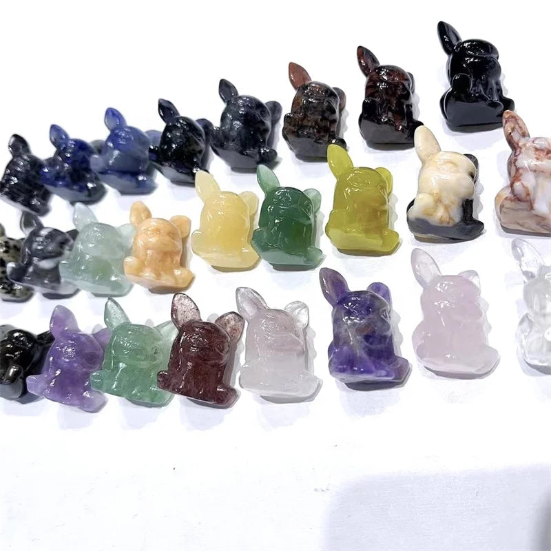 Wholesale Hand Carved Mixed Crystal Gemstone Cartoon Character Carvings for Gift