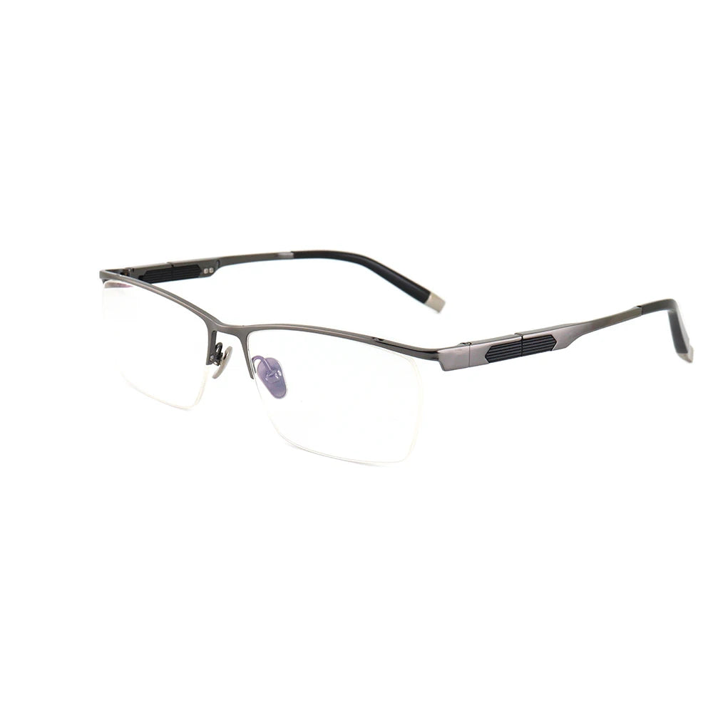 Pure Titanium Men's Half Frame Business Eyeglasses Durable and Stylish Titanium Glasses Frames