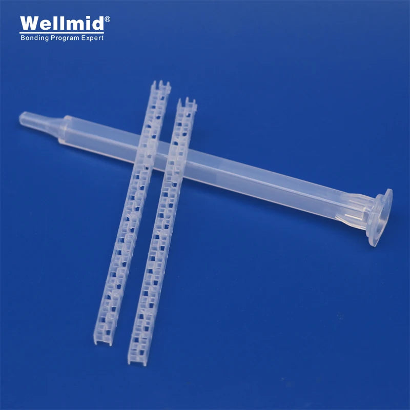 Wellmid ARALDITE 3m Epoxy Mixing Nozzle Wedge Blade Bayonet Static Mixer 50CC AB Glue Gun OEM Customizable PP-PP Tube Model