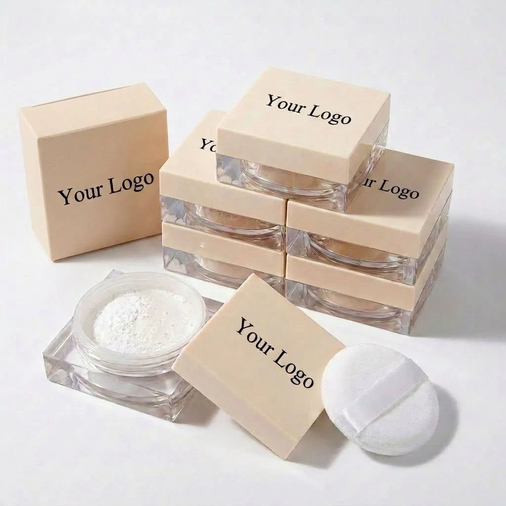 Low MOQ Custom Logo Make Your Own Brand Matte Waterproof Vegan Loose Setting Powder with Concealer & Moisturizer Private Label