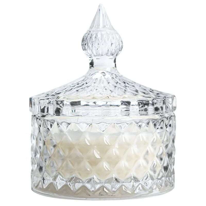 Wholesale Clear Empty Luxury Glass Candle Jars with Glass Lid Eco-friendly Customized Sizes for Valentine's Day Home Decoration