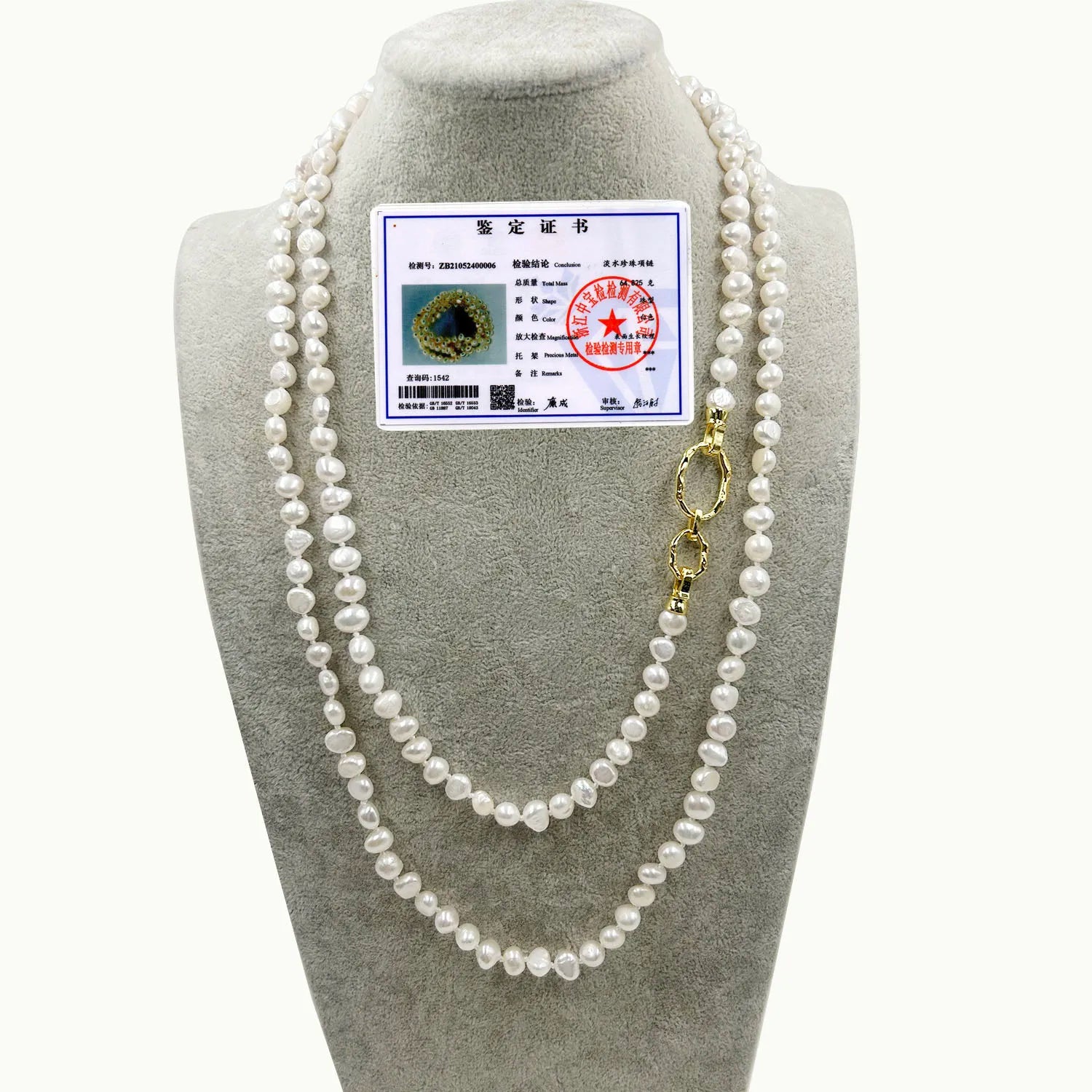 120 CM Long Natural Pearl Necklace Baroque Shape 18k Gold Plated Clasp Knotted Sweater Necklace 100% Freshwater PEARL NECKLACE