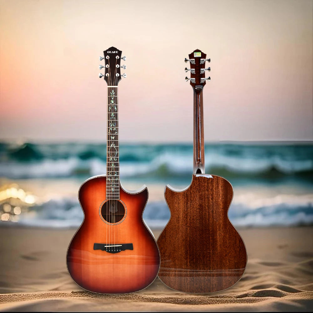 High-quality 41-inch Spruce and Mahogany All-solid Handmade Guitar  Pointed Cutaway Body Gloss Wholesale OEM ODM