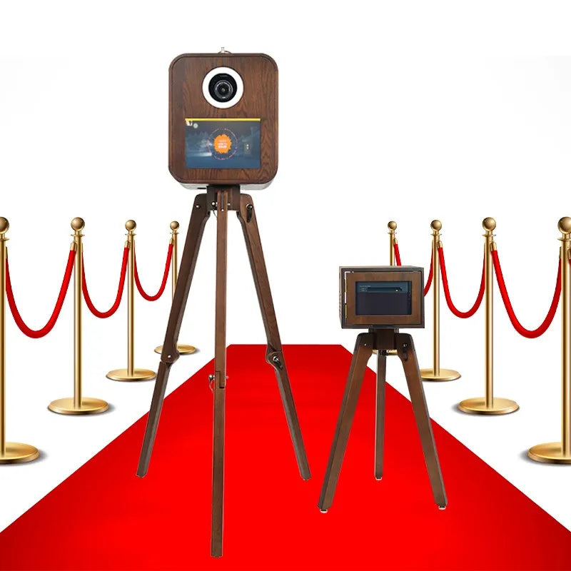 New Real Wood Photobooth Machine Portable Selfie Wooden Vintage Photo Booth Stand Open Air Photo Booth for Party Wedding