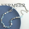 Hot Selling Healing Stones Necklace Custom Natural Blue Gemstone Necklace Stainless Steel Beaded Necklace Women