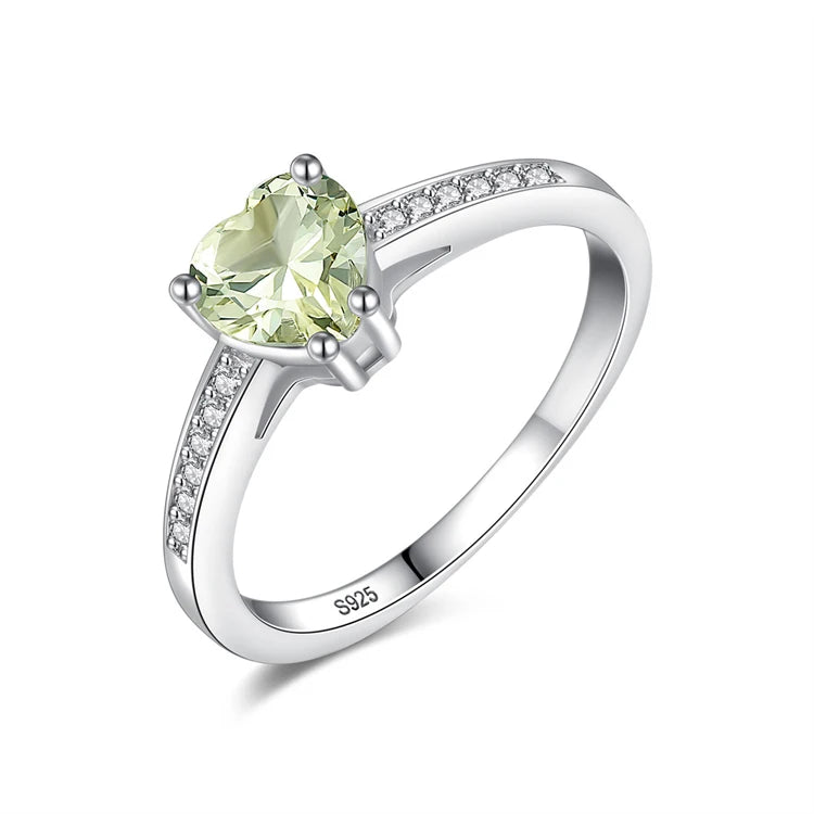Fine Jewelry 925 Sterling Silver Heart Shape Gemstone Fashion Zircon Diamond Ring For Women