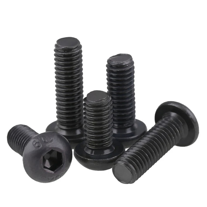 Angooter Metric 10.9 or 12.9 Grade M2-M16 Black Oxide Pan Socket Button Head Screw Allen Machine Screw Bolt 3-200mm Length