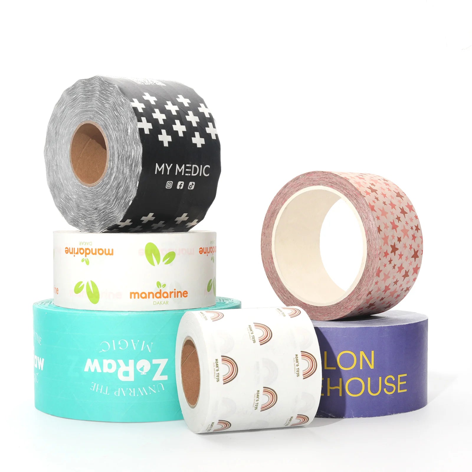Custom Printing Logo Acrylic Adhesive Single Sided Waterproof Easy Tear Reinforced Shipping Black Kraft Paper Tape