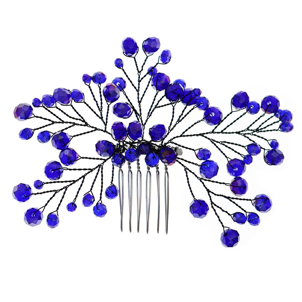 Wedding Hair Comb Blue Crystal Bridal Hair Accessories for Bride and Bridesmaids Wedding Hair Piece
