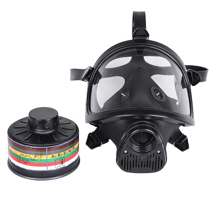 Reusable and Adjustable-size Full-face Gas Mask Chemical Gas Respirator with Single Filter Cartridge