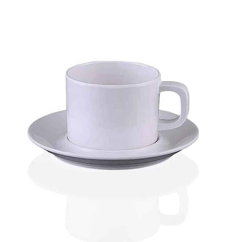 Factory Wholesale Eco-Friendly Reusable Melamine Saucer Coffee Mug Set for Catering & Party Use