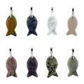 Vintage Style Fish Shape Pendant with Natural Crystal Stone Various Gemstone Alloy Buckle Charm for Jewelry Making