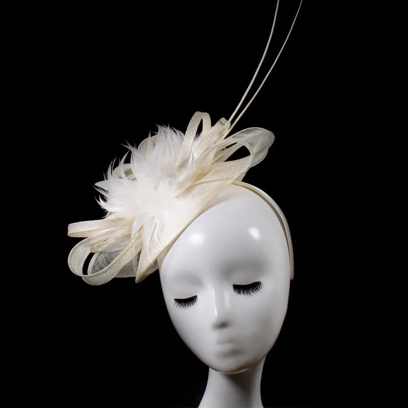 Hat Factory Supply Women Church Hat Fascinator Derby Hats Crinoline Horsehair Braid Wedding Fascinator With Feather Flower
