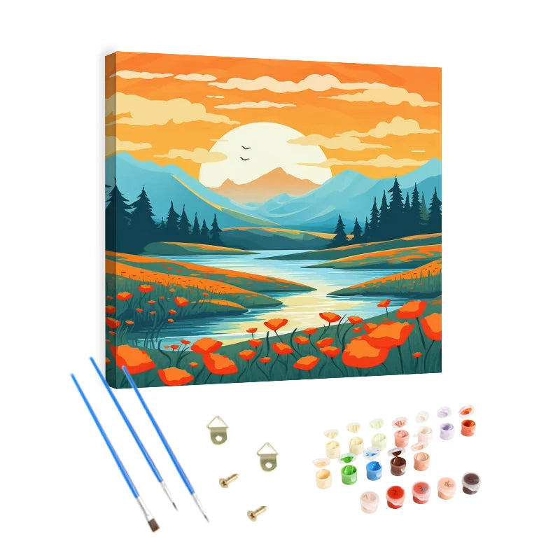 Diy Custom Painting by Numbers Scenery Sunrise Outdoor Digital Oil Painting Kit Painting by Numbers Canvas Home Art Decor
