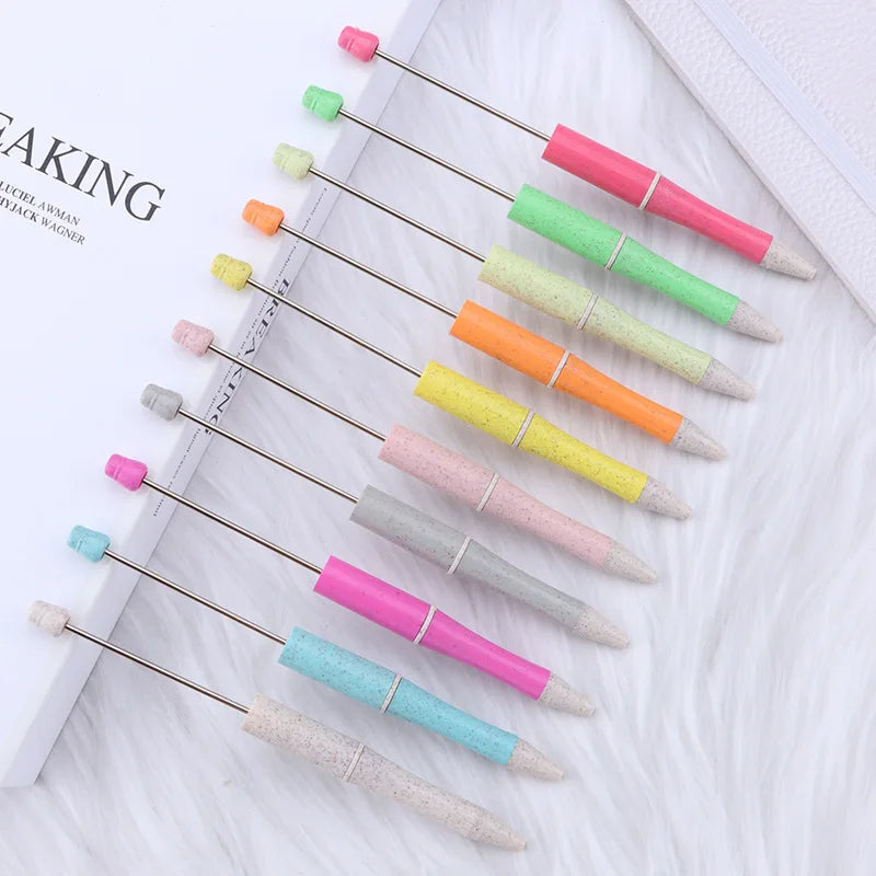 Eco-friendly Various Color Wheat Straw Ballpoint Beaded Writing Pens