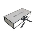 Large Luxury Custom Foldable Gift Magnetic Box Black and White Paper Box Cardboard Clothes Packaging Box With Ribbon